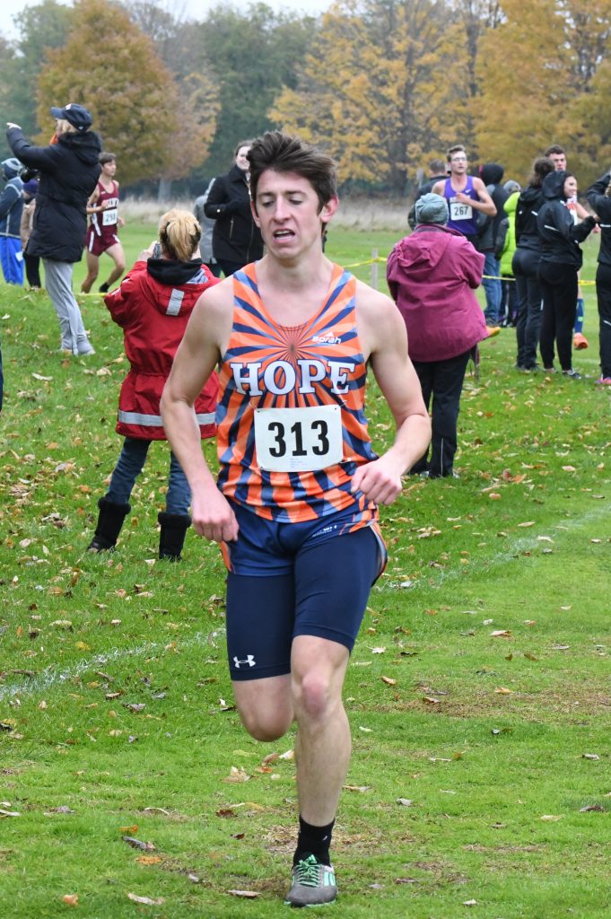 Joey Dawson during a cross country race nears the finish line.