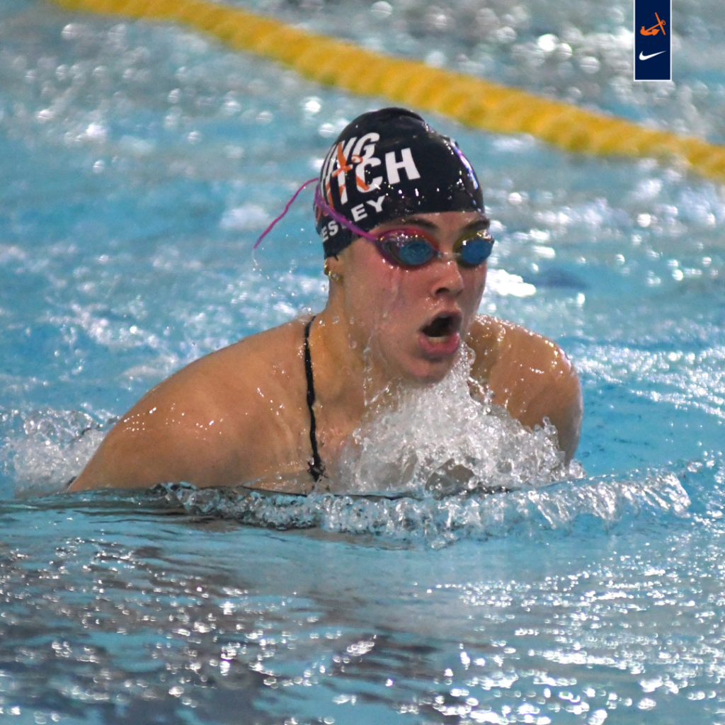 Grace Wesley swims the breaststroke.