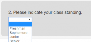 A multiple choice question displaying a drop down for its choices