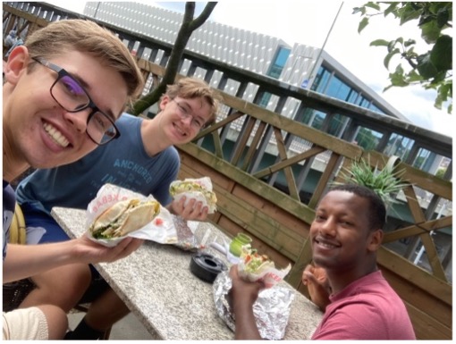 Three Hope engineering students enjoy Doners for lunch in Germany