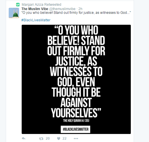 Stand out firmly for justice--tweet from The Muslim Vibe