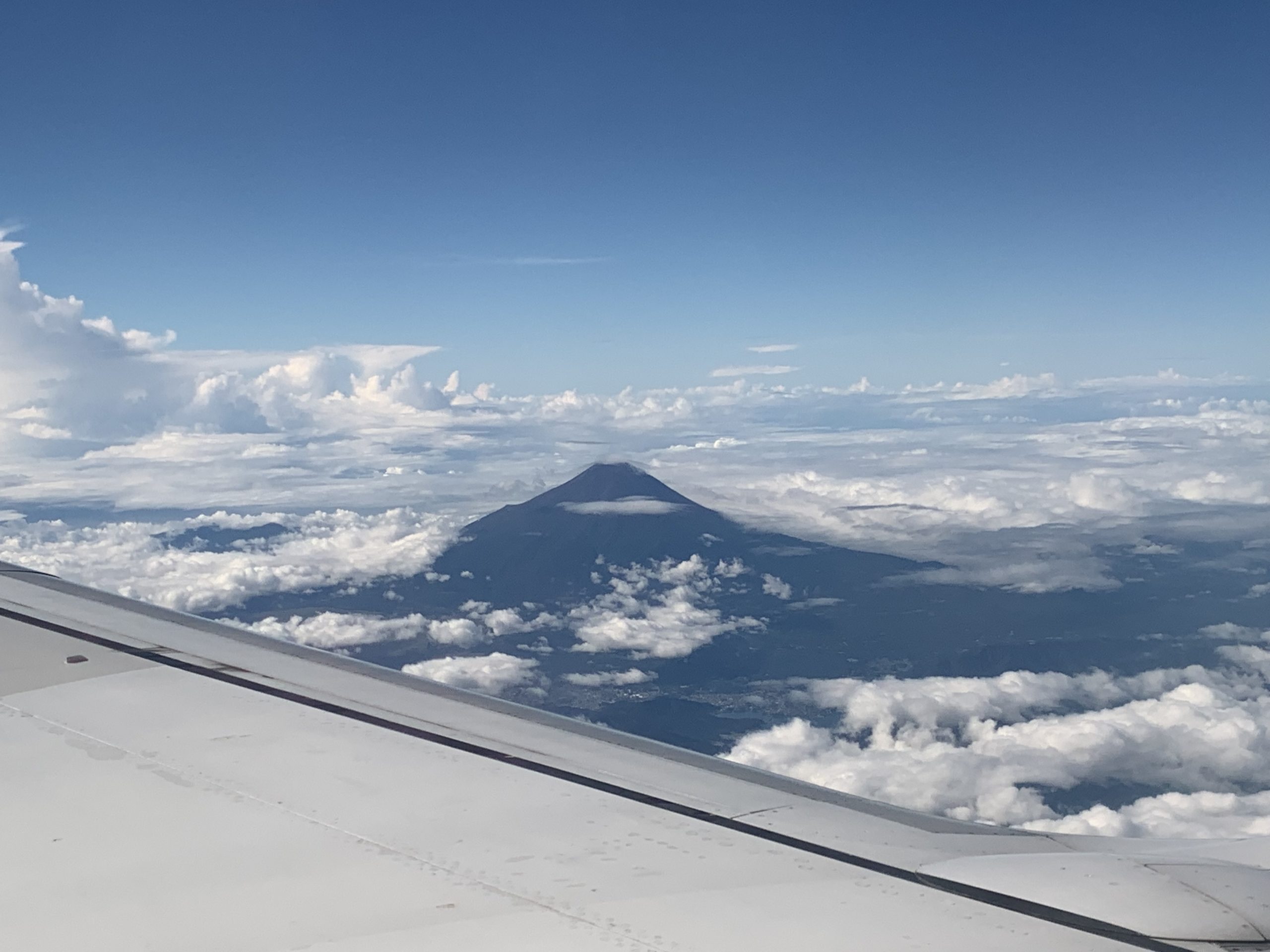 Image of Mount Fuji, or Fuji-san, taken from my plane as we fly into Nagoya.