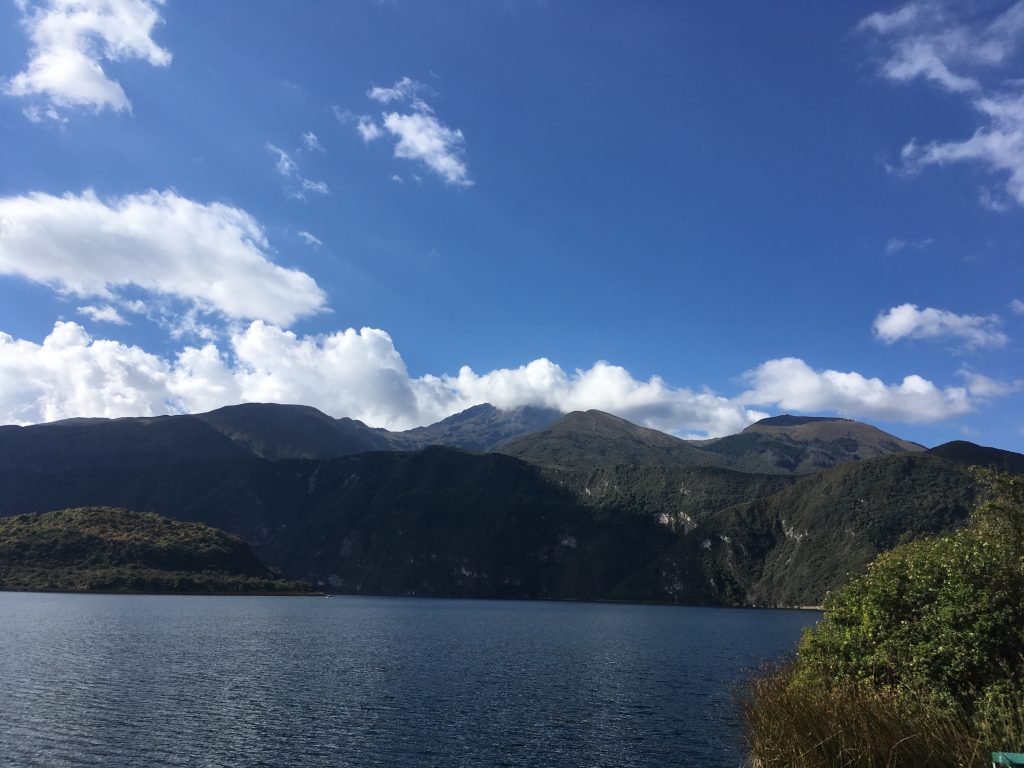 This is Cuicocha, an active crater lake! We went on a boat trip in the lagoon, which was beautiful. We also got to see some wildlife on the way.