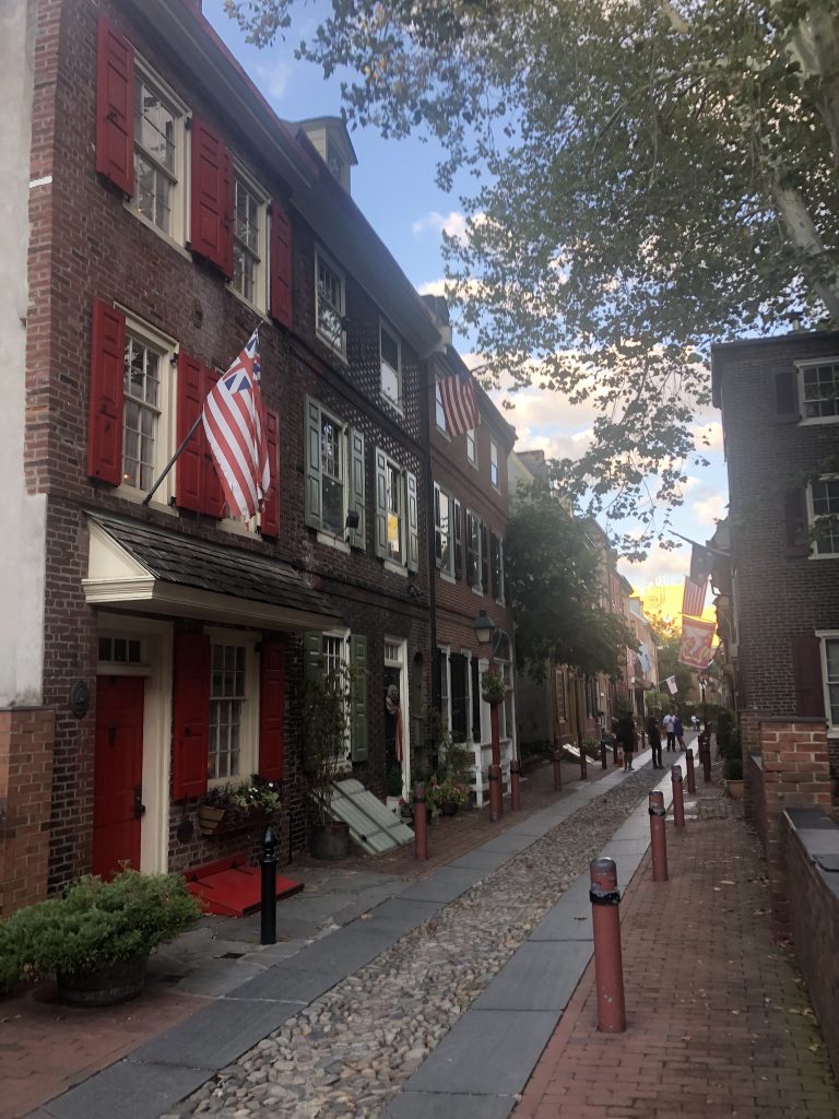 A photo after running past Elfreth's Alley, the nation's oldest residential street. 