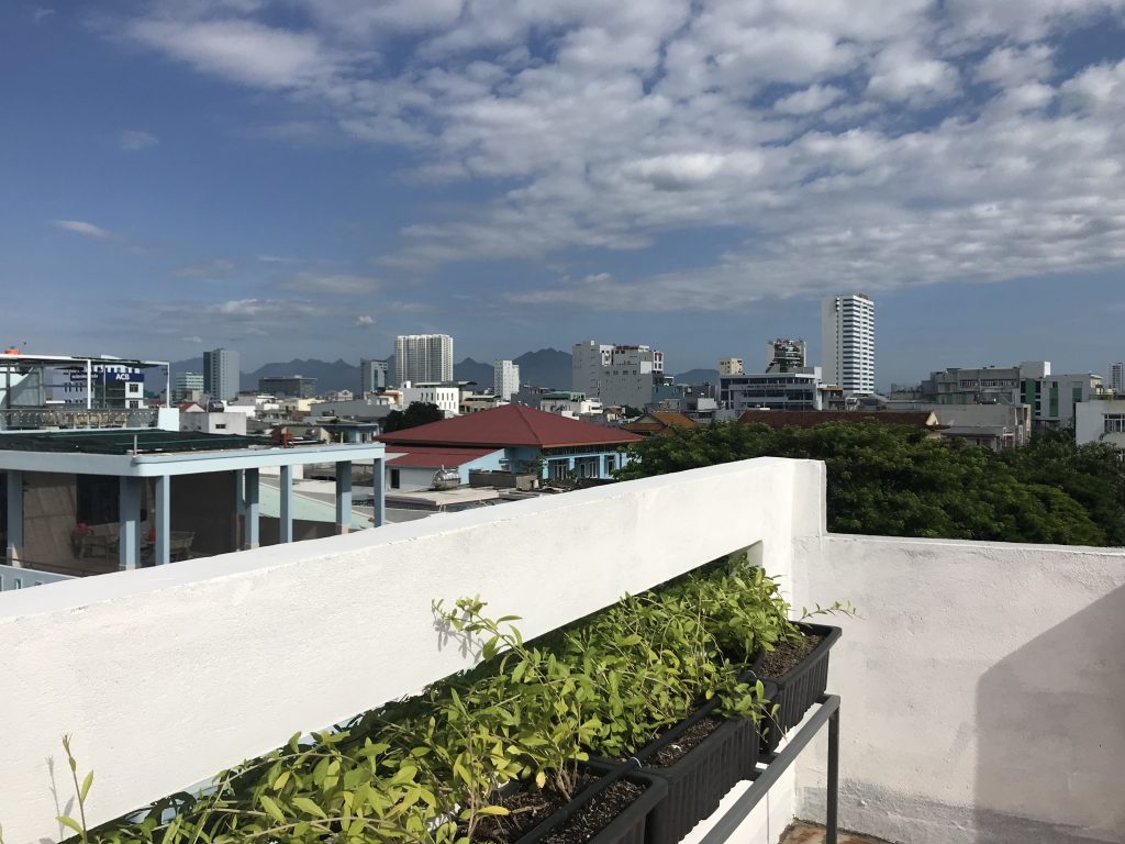 Rooftop at our Airbnb where I would appreciate the views of the city and sweat under the sweltering sun