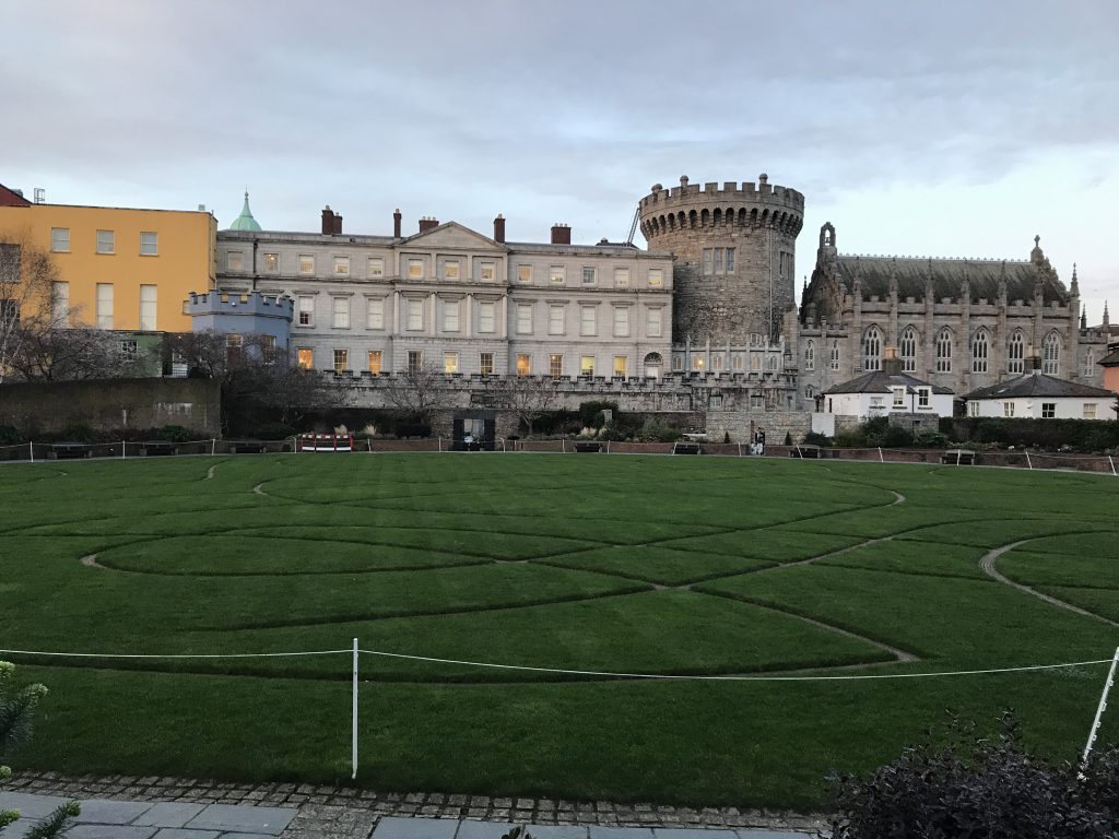 The site of the "Dark Pool" that gave Dublin its name, now a helipad behind Dublin Castle 