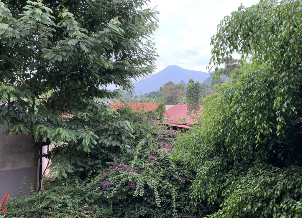 Mount Meru as seen from my front porch at Klub Afriko.