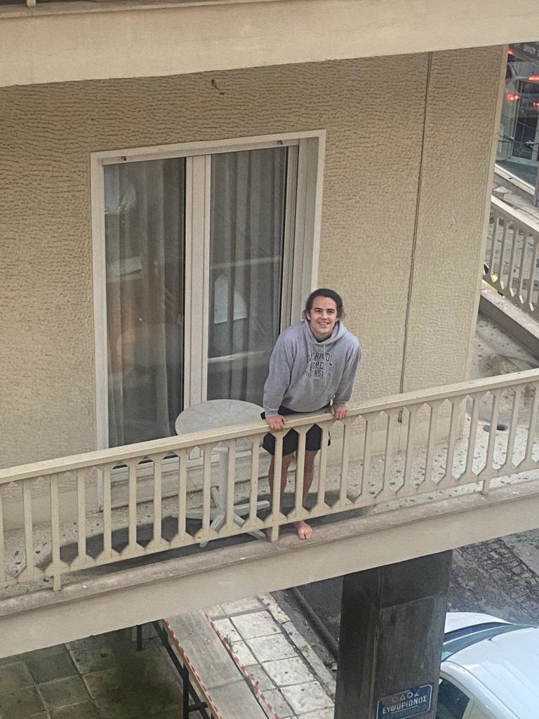 Photo of me from students living across from me during their first week in Athens.