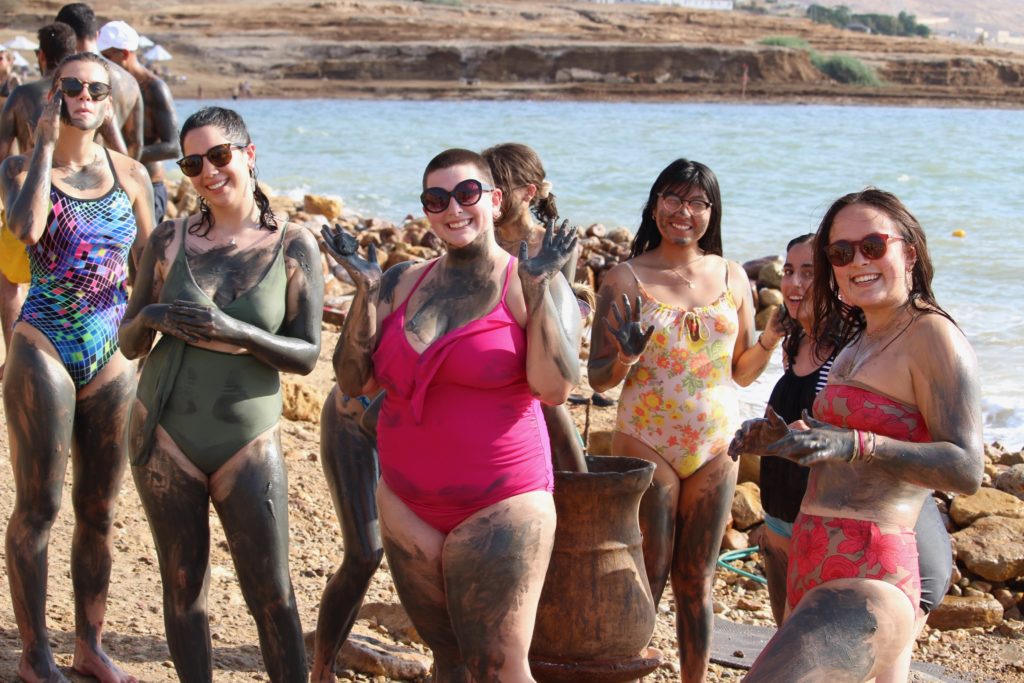 My beautiful classmates turned best friends covering themselves in Dead Sea mud. 