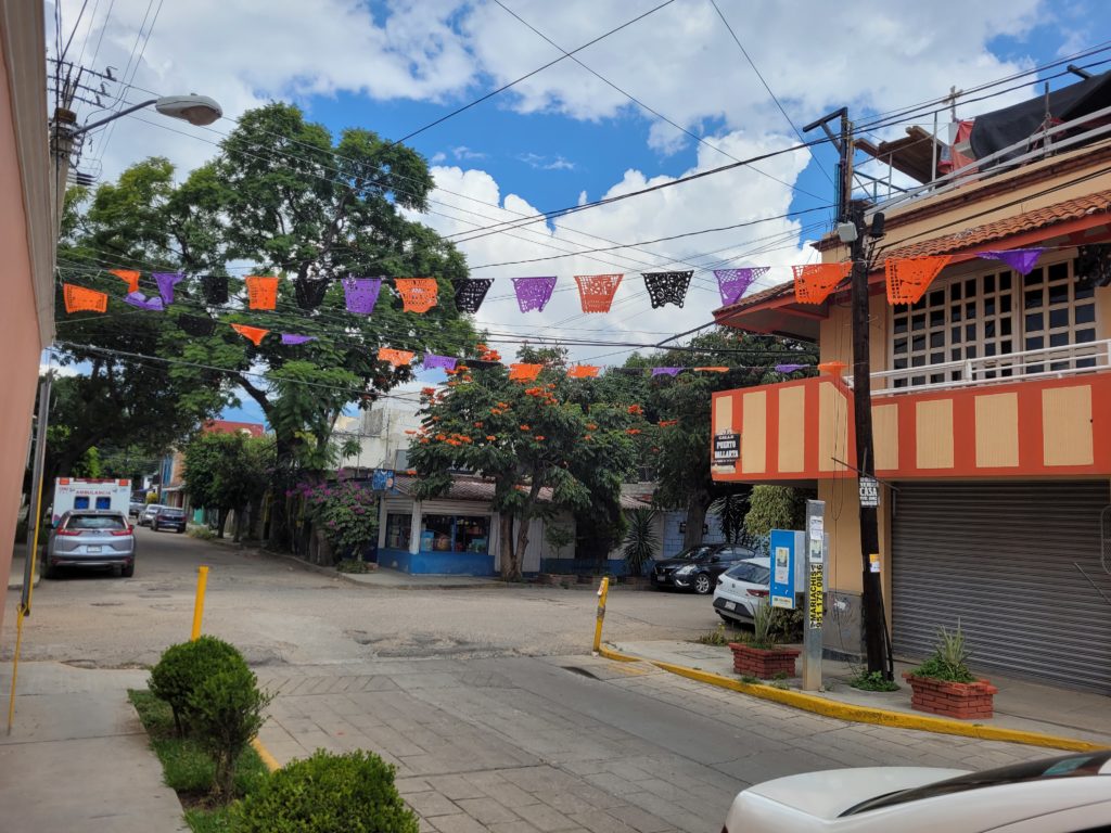 The street by my house lined with papel picado :)
