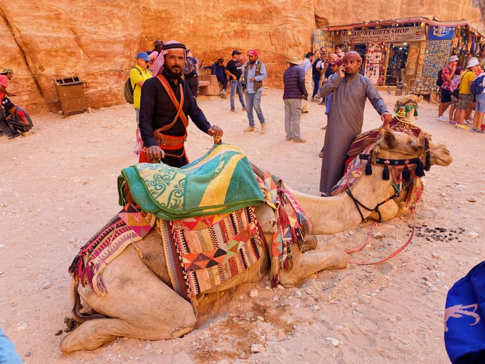 The camels at Petra and their Bedouin caretakers ought to be considered the 8th World Wonder. The moment you step out from the siq, you will be approached by many small vendors inviting you to take a ride on their beautifully decorated camels. "Only 10 JD to the monastery!" they will yell, usually followed by a "But for you, I'll make it 8." If you're blonde like I am, you will also likely get a "You dropped something--your smile" followed by a wink and another invitation on their camel. 