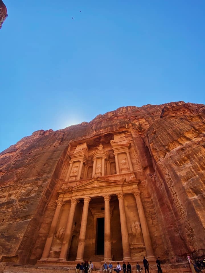 This photo was taken 5 hours later once the sun had fallen behind it, now lit up in bright red. Petra is often known as the rose-red city for its vibrant red hues. 