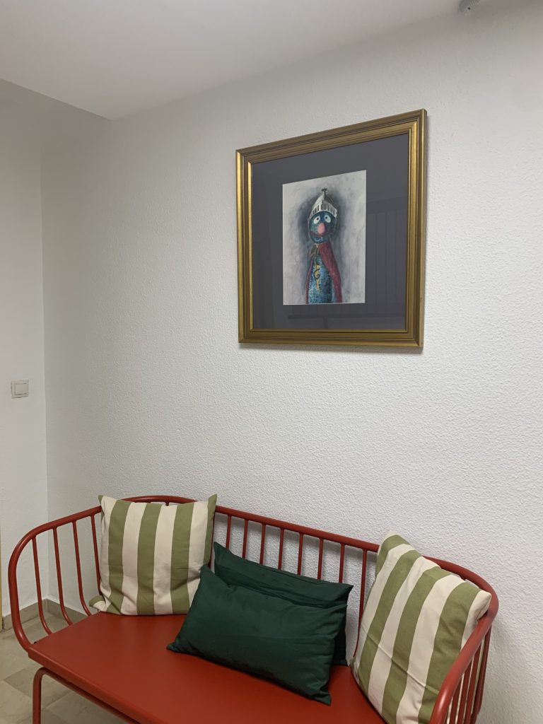 Our portrait of Sir Grover the muppet, which kept us company as our only wall decor throughout the renovation 
