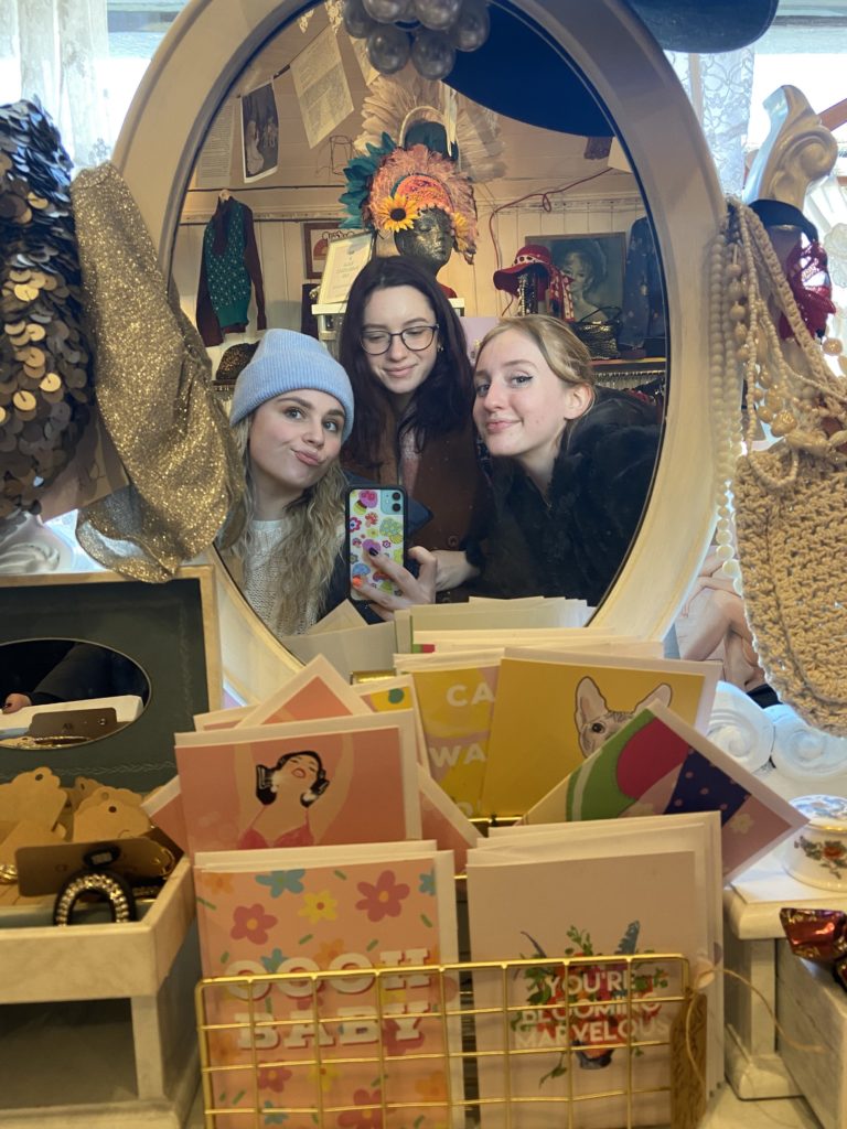 Genevieve (left), Me (center), Katie (right) in a random charity shop