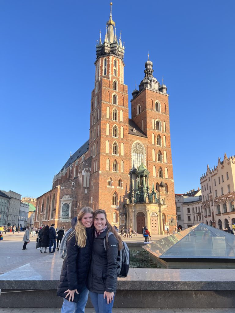 My roommate Annalise and I in front of the Basilica of the Assumption of Mary (better known as the Mariacki) in Krakow, Poland.