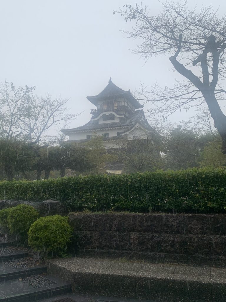 View of Inuyama castle in the rain.