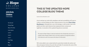 A mock-up of the updated Hope College Blog Network theme