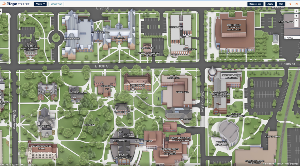 Screenshot of the Hope College online map