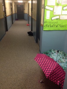 When we're trying to get our umbrellas to dry out, it's nearly impossible to keep them in our rooms... so we stick them in our hallway until they're dry. 