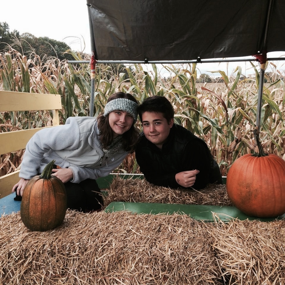 My little brother and I with our pumpkins