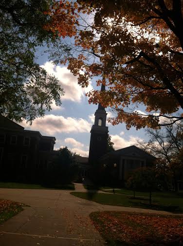 A beautiful view of Western Theological Seminary beyond the changing leaves as I walked out of the chapel.