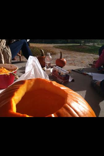 We bought pumpkins from the Farmer's market and carved them on a beautiful Saturday morning.