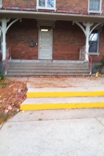 One morning the steps were unpainted. The following afternoon they were bright yellow.