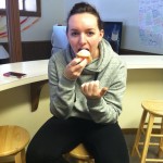 My roommate, Kristin, enjoying a cupcake before she heads home for break.