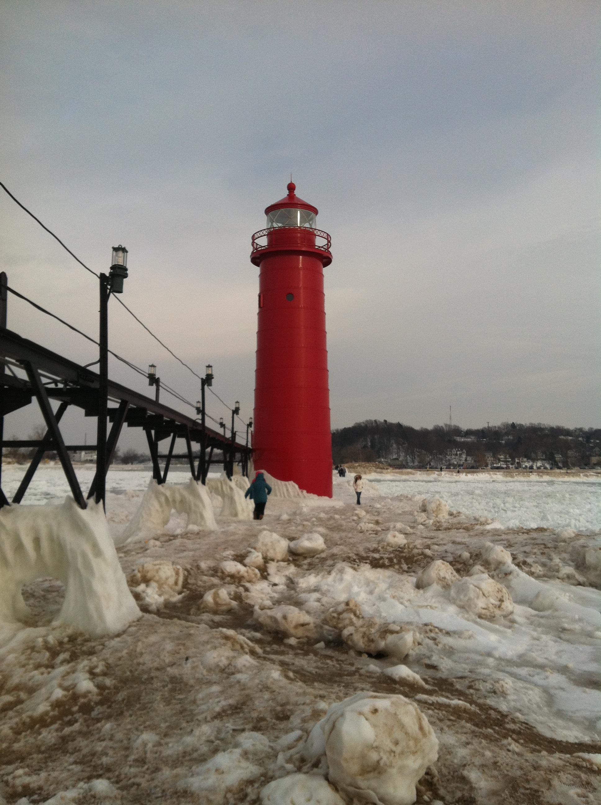 The lighthouse along the pier that is big and red but is not Big Red