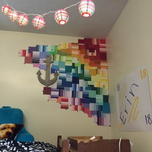 My paint-chip decoration thanks to some Pinterest browsing for ideas.