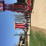 A photo of the zip line and climbing wall at Spring Fling