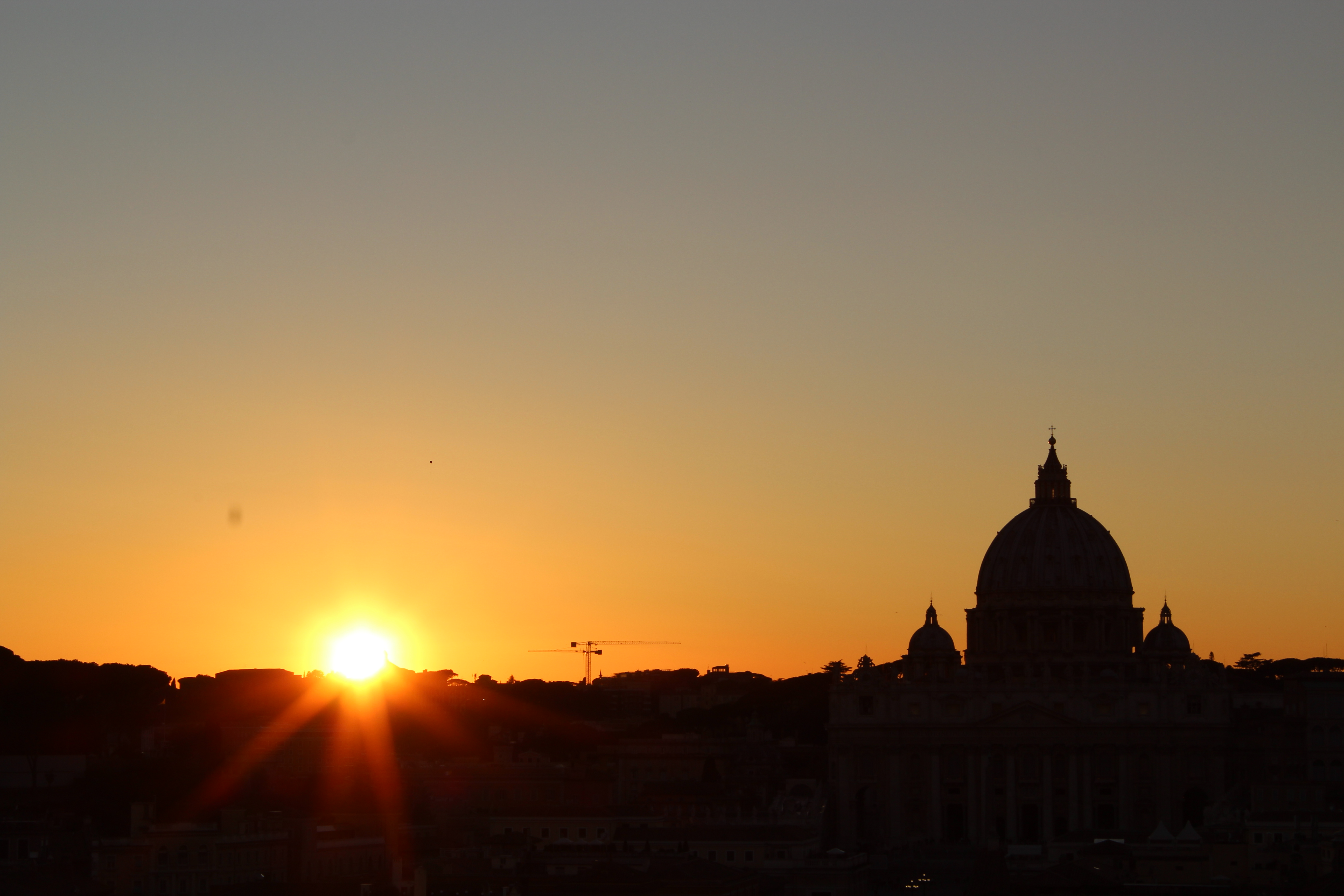 Sunset wit St. Peter's dome on the horizon