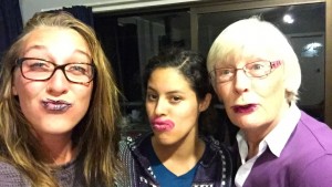 Marion bought us all stick on lips...I think she pulls it off the best!