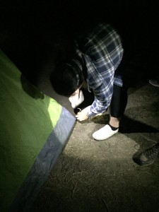 Setting up camp in the dark at Lake Tekapo